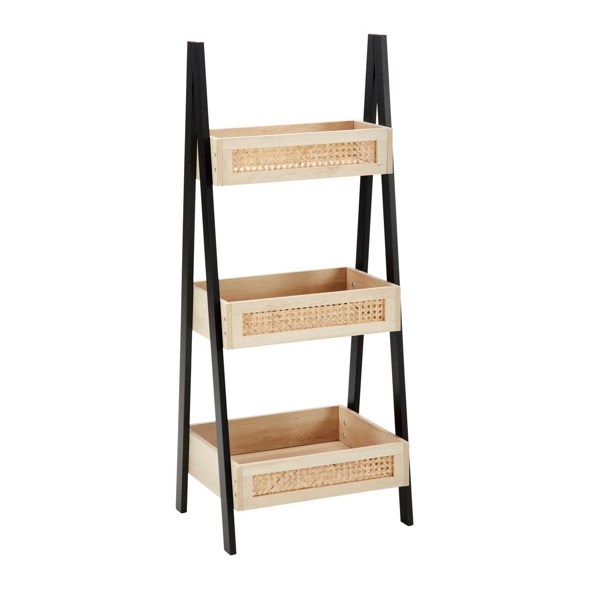 Regal Denis Naturfarb./Schwarz Echtholz furniert/MDF - Schwarz/Naturfarben, MODERN, Holz/Holzwerkstoff (45/110/35cm) - Bessagi Home