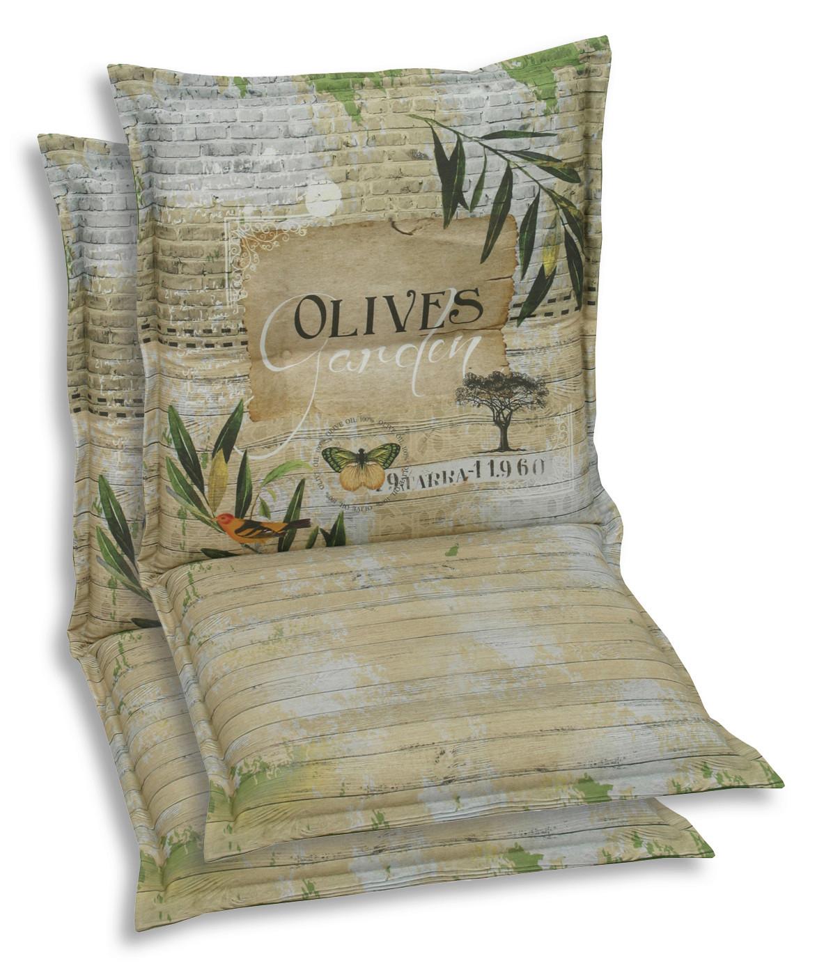 Sesselauflagenset Olive Hellgrün, 2-teilig - Dunkelgrün/Hellgrün, Basics, Textil (50/7/100cm)
