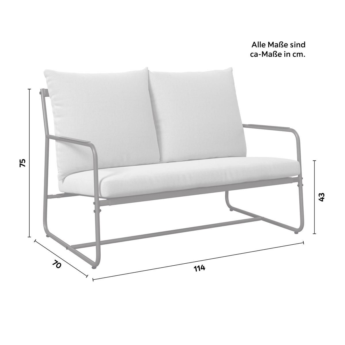 Gartenset Koni Hellgrau/Dunkelgrau, 5-teilig - Dunkelgrau/Hellgrau, Basics, Textil/Metall (70/114/75cm)