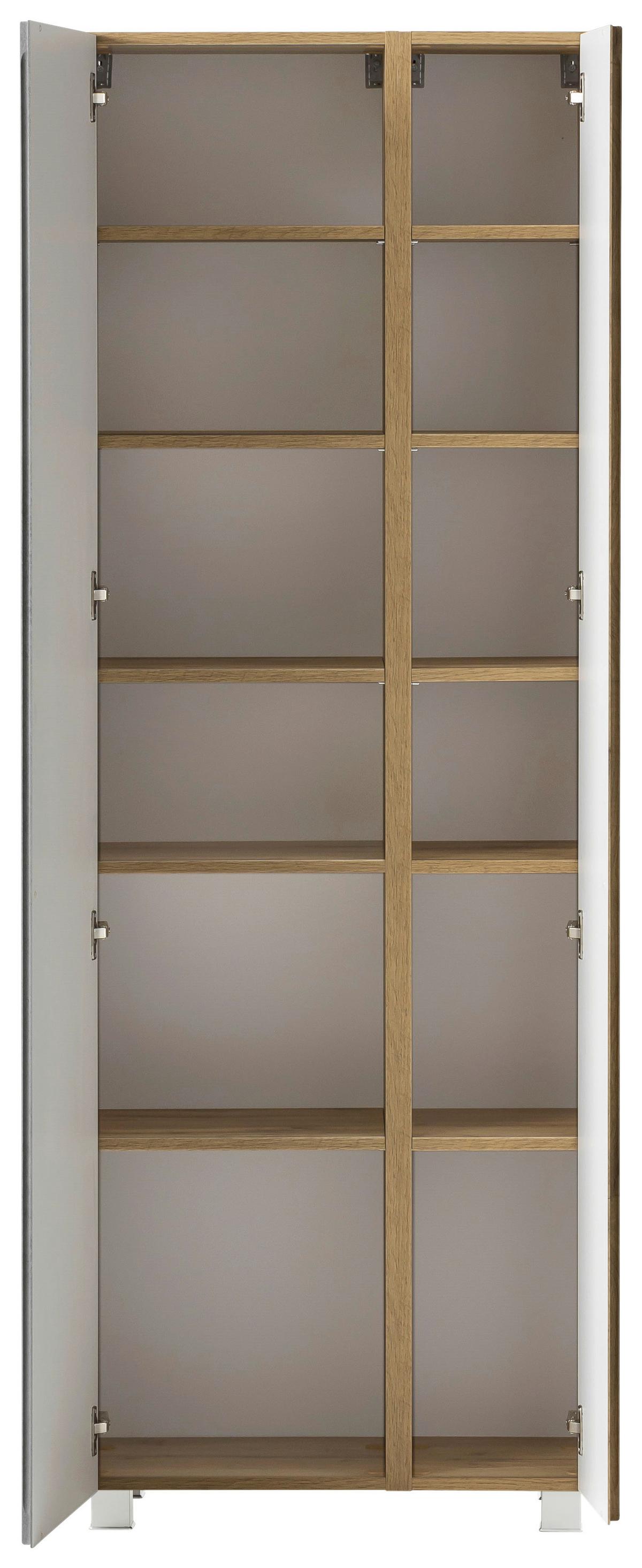 Hochschrank Varese ca. 65x180 cm Hellgrau/Eiche - Eiche Wotan/Hellgrau, MODERN, Holzwerkstoff (65/180/35cm) - Held