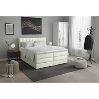 Boxspringbett London -Exklusiv- - Chromfarben/Elfenbein, Modern, Holz/Holzwerkstoff (160/200cm) - Premium Living