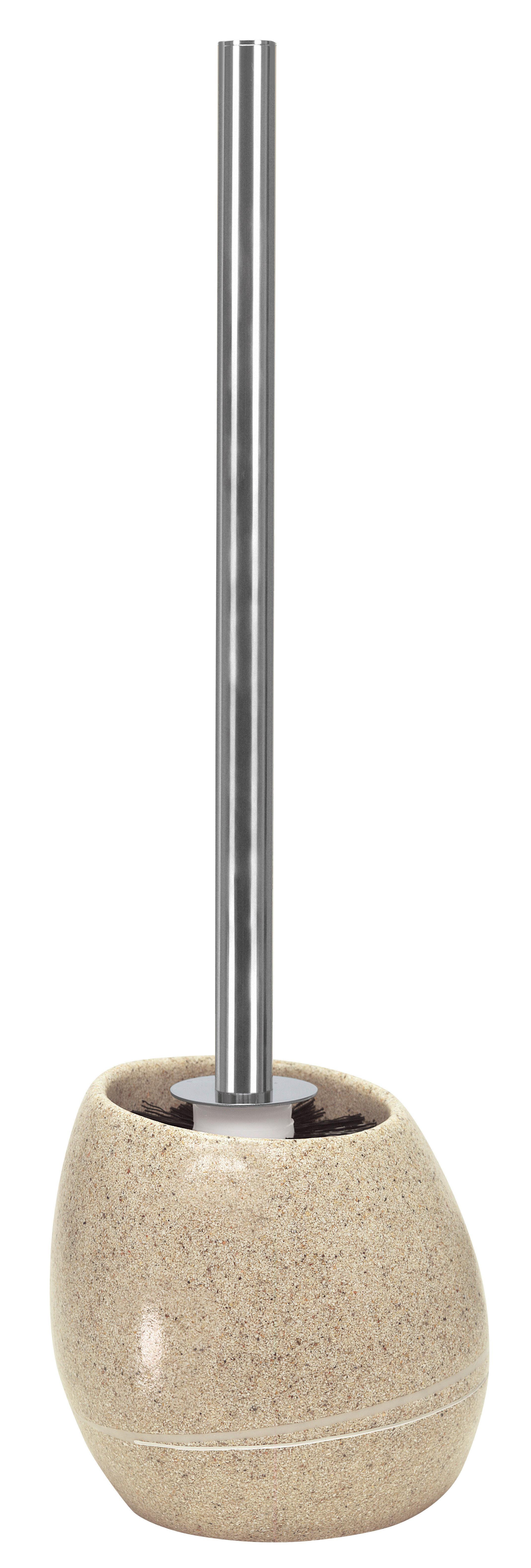 KOMPLET DO WC STONES - kolor aluminiowy/kolor piaskowy, Basics, tworzywo sztuczne (12,5/39cm) - Kleine Wolke