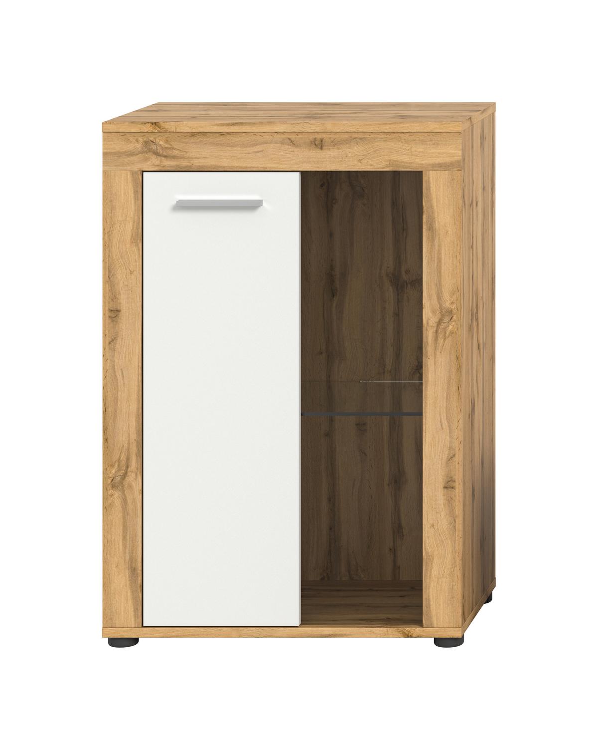 Vitrina Jam - bijela/srebrne boje, Design, staklo/drvni materijal (86/60/35cm) - Modern Living
