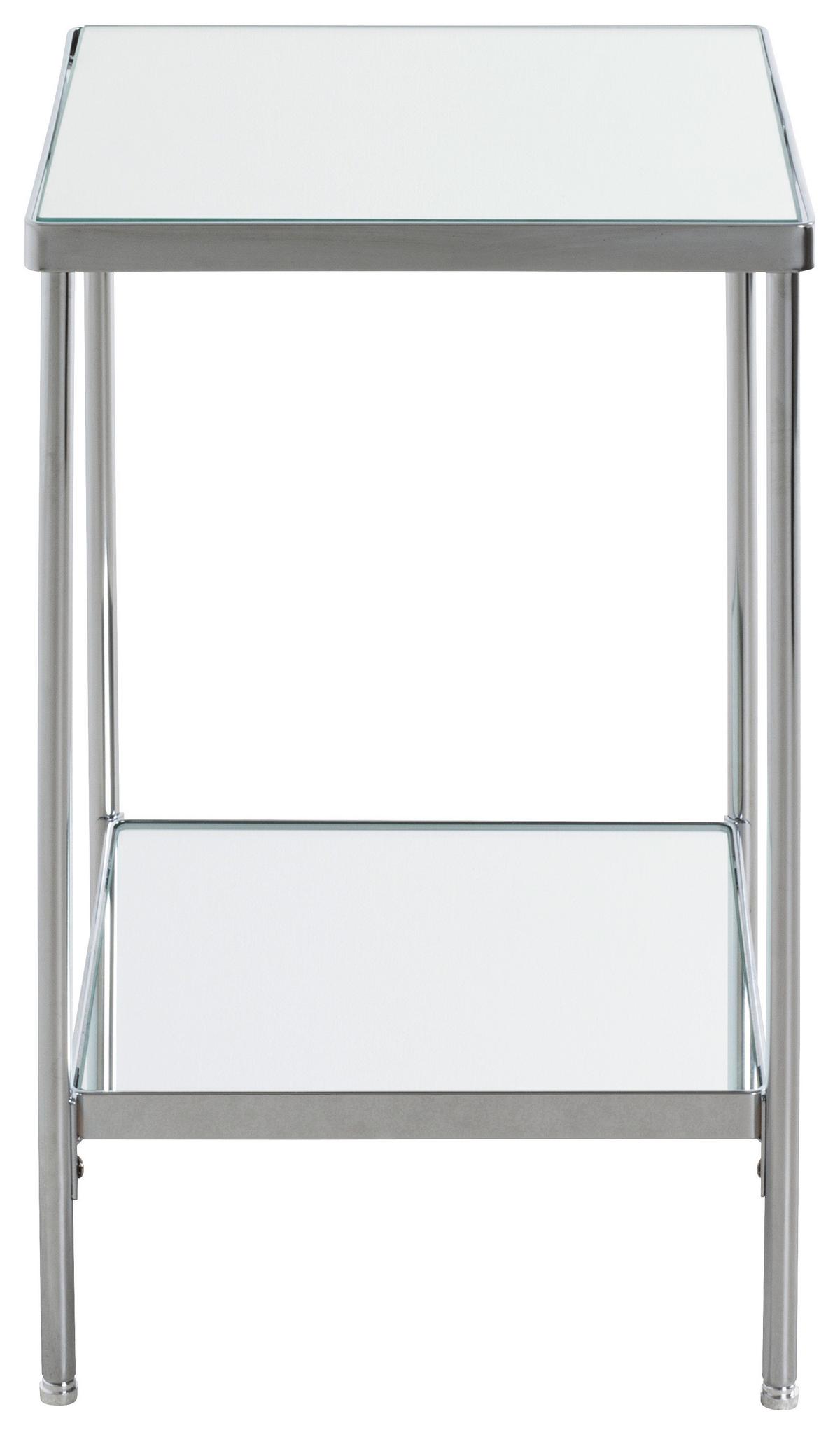 STOLIK BOCZNY PALAIS - kolor chromowy, Trend, metal/szkło (28/28/46cm)
