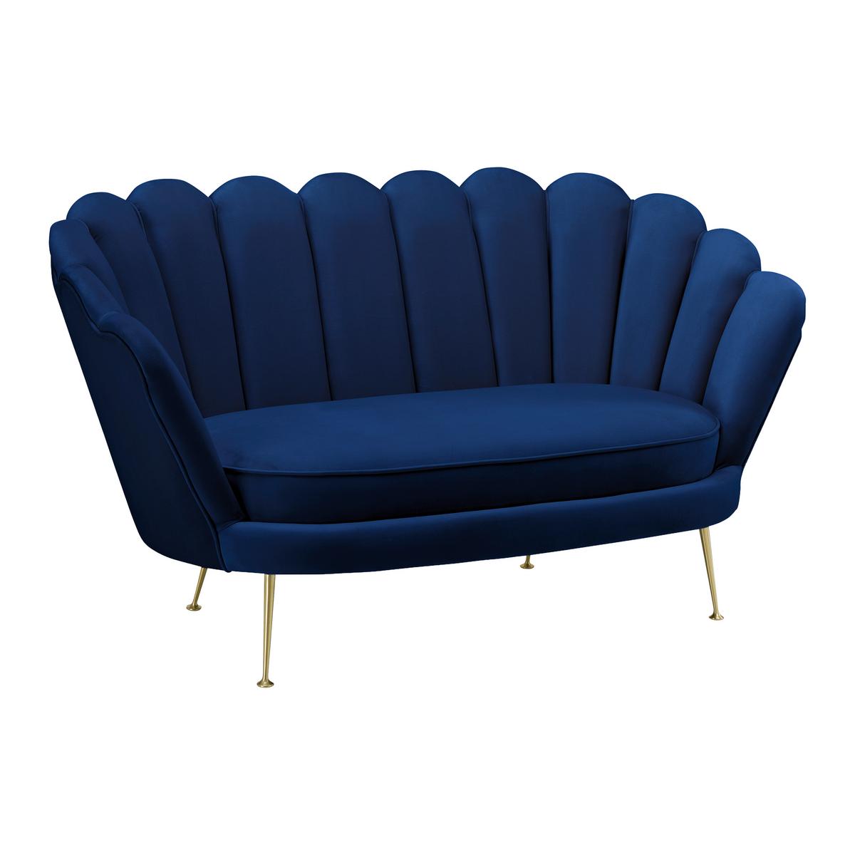 SOFA DWUOSOBOWA JELLINA - ciemnoniebieski/szampanowy, Modern, metal/tkanina (144/80/84cm) - Bessagi Home