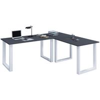 ECKSCHREIBTISCH LONA - Anthrazit/Silberfarben, Design, Holzwerkstoff/Metall (130/130/76cm) - MID.YOU