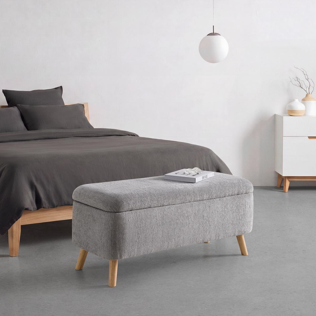 Klupa Jenson - siva/prirodna boja, Moderno, drvo/tekstil (100/43/40cm) - Modern Living