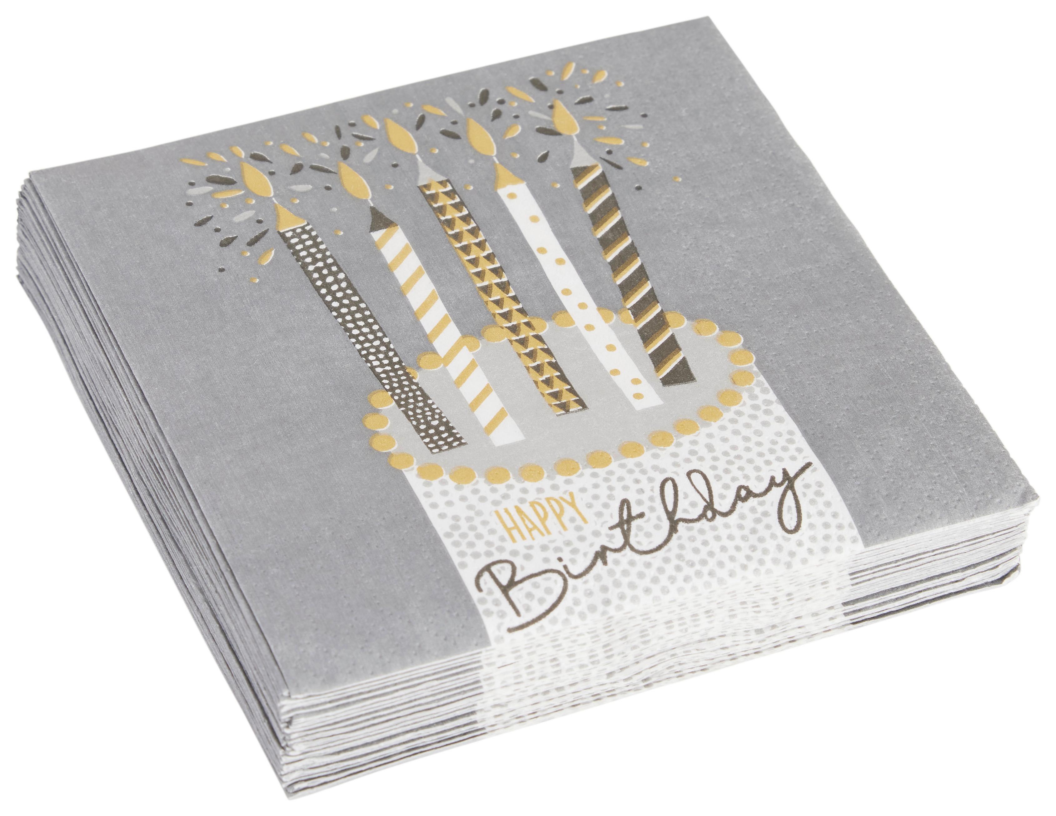 Cocktailserviette Linda in Multicolor ca. 25x25cm - Goldfarben/Schwarz, KONVENTIONELL, Papier (25cm)