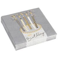 Cocktailserviette Linda in Multicolor ca. 25x25cm - Weiss/Goldfarben, Konventionell, Papier (25cm)