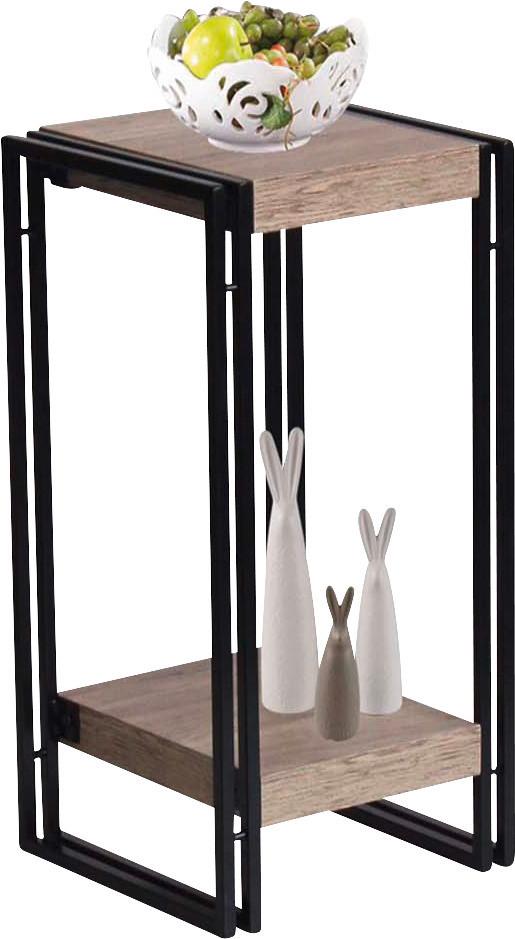 Stojalo Za Rože Scott 4, Barva Hrasta, Črna - črna/barve hrasta, Moderno, kovina/leseni material (30/55/30cm) - Modern Living