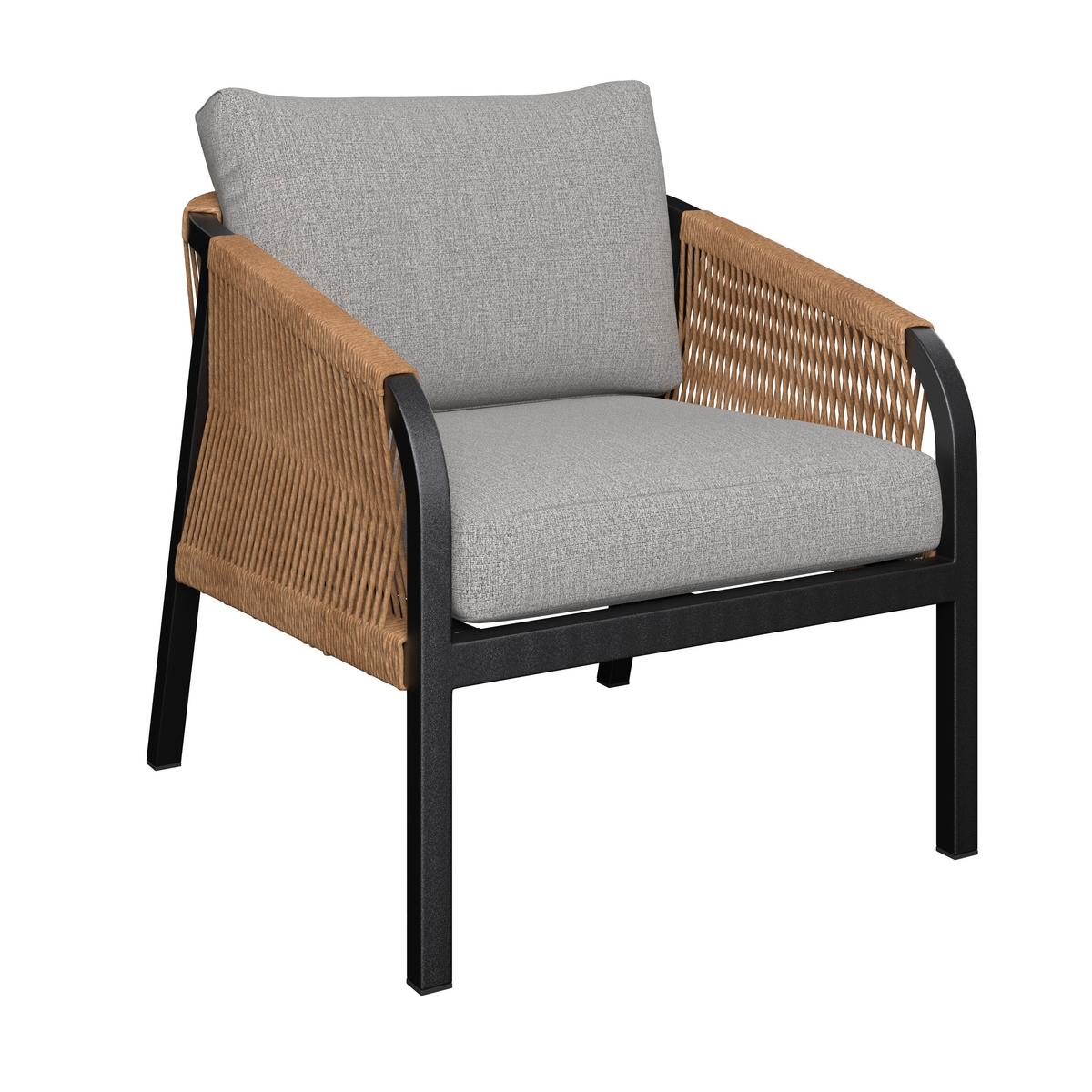 Loungegarnitur Doha Anthrazit/Hellgrau/Naturfarben - Anthrazit/Hellgrau, MODERN, Glas/Kunststoff