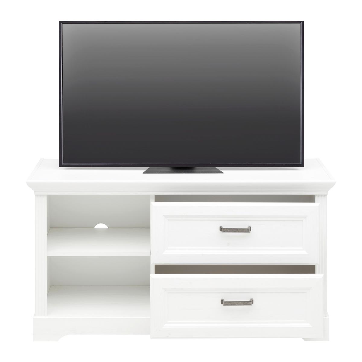 TV-Element in Weiss - Weiss/Schwarz, Romantik / Landhaus, Holzwerkstoff/Kunststoff (112/60/42cm) - Zandiara