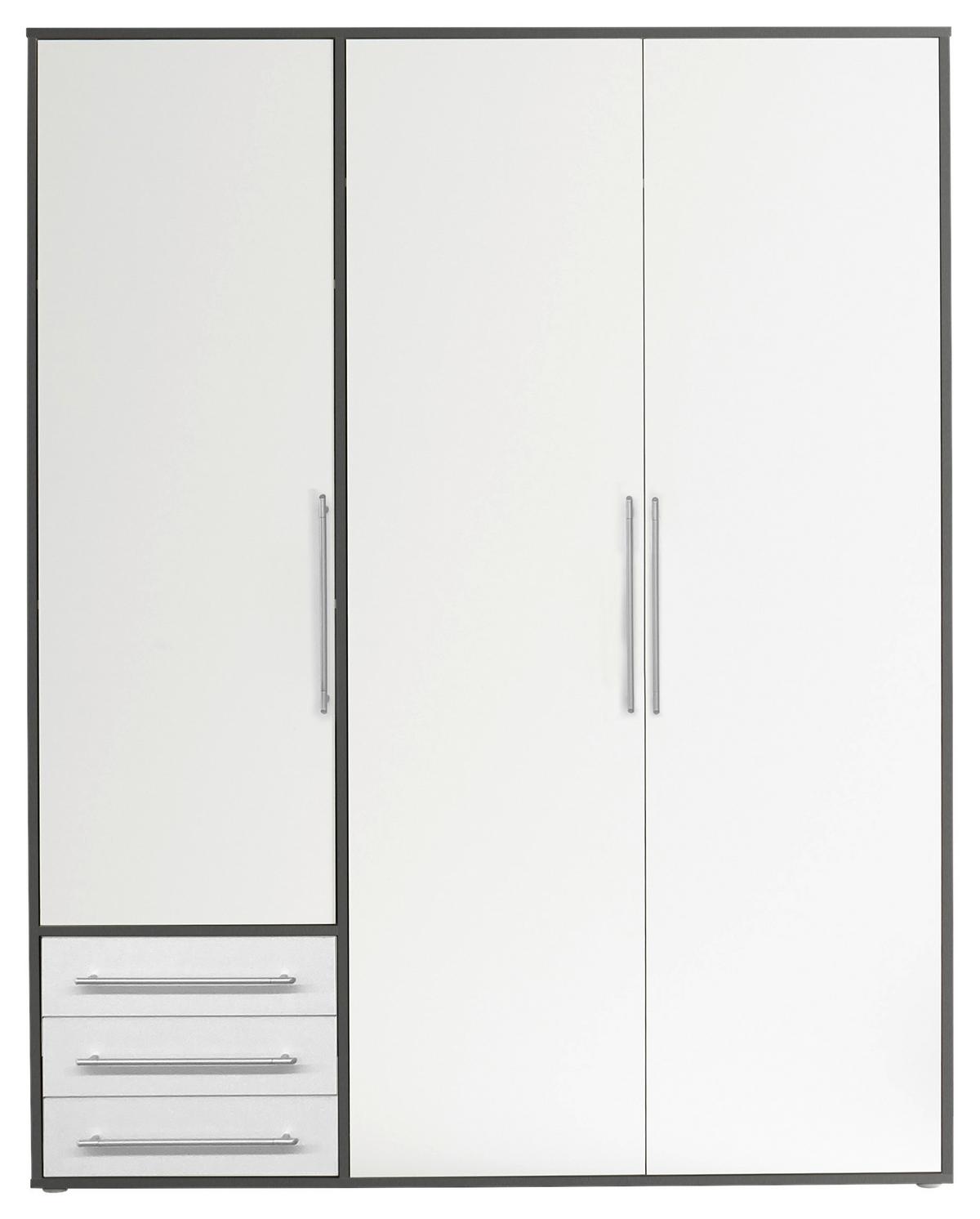 Omara S Klasičnimi Vrati Lyss, Bela, Grafit, 155 Cm - srebrne barve/bela, Moderno, umetna masa/leseni material (155/194/58cm) - Modern Living