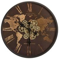 ZEGAR ŚCIENNY WORLD - czarny/brązowy, Lifestyle, materiał drewnopochodny/metal (57/57/6cm) - Xora