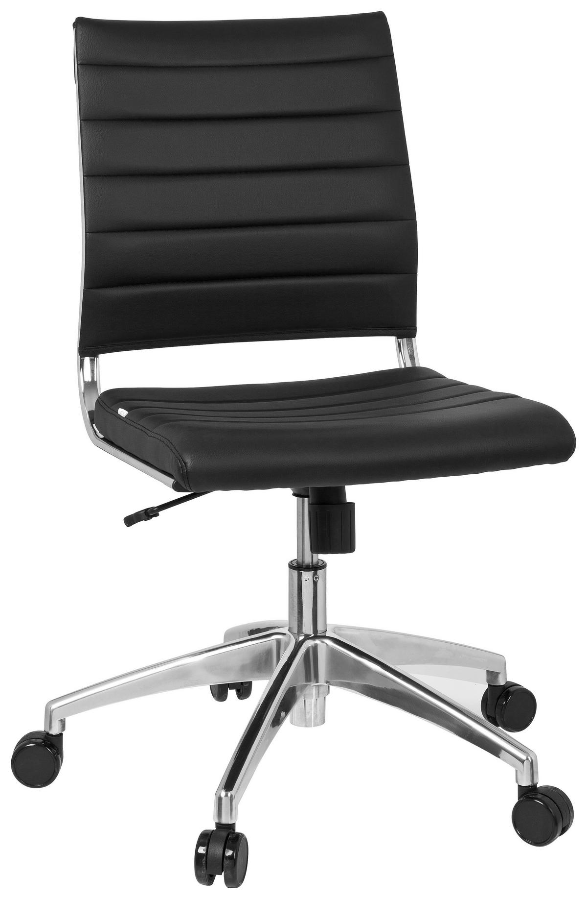 Pisarniški Stol Trisha, Črna - barve kroma/črna, Moderno, kovina/umetna masa (58/107/47cm) - MID.YOU