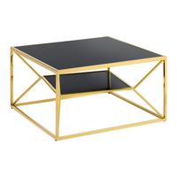 Couchtisch Angel II Goldfarben/Schwarz - Goldfarben/Schwarz, MODERN, Glas/Metall (70/70/38cm) - Mömax