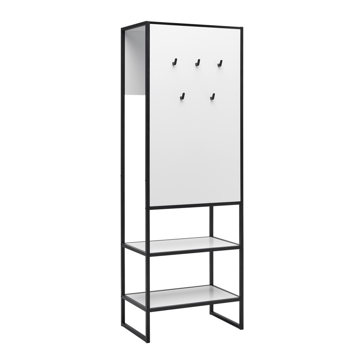 Garderobe Hilla Schwarz/Weiss - Weiss/Schwarz, Modern, Holzwerkstoff/Metall (64/185/40cm) - Mömax