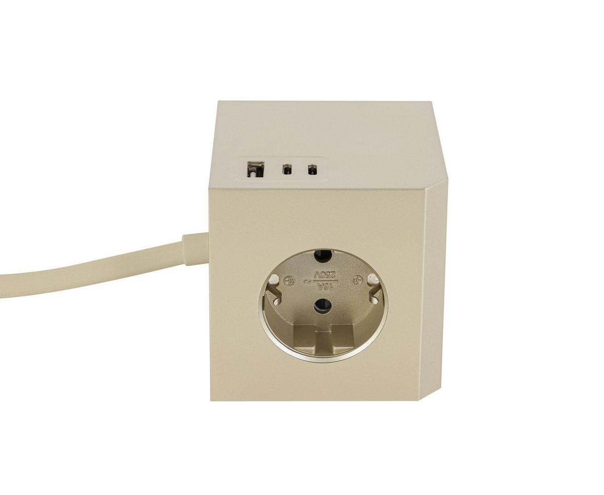 KOSTKA ZASILAJĄCA PLUG BOX - kolor złoty, Basics, tworzywo sztuczne (7,5/7,5/7,5cm) - Mican