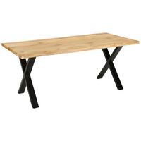 Masa OAK - stejar sălbatic/negru, Natur, lemn/metal (180/90/75cm) - Zandiara