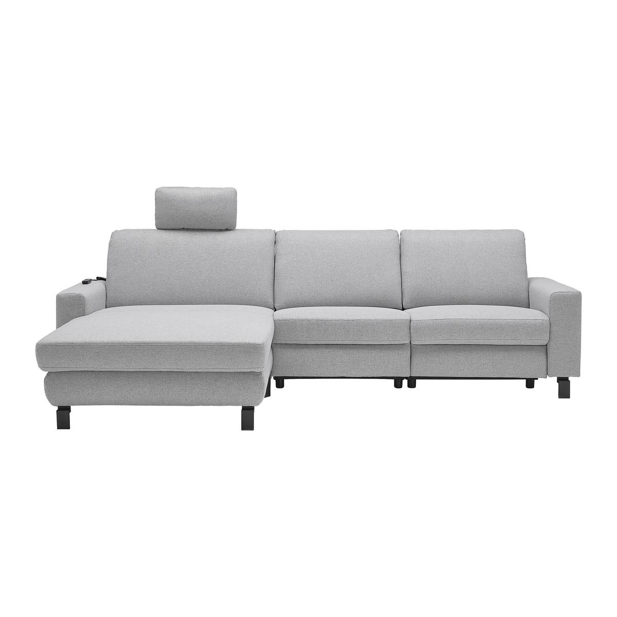 Wohnlandschaft Corvara Plus Grau - Schwarz/Grau, MODERN, Textil/Metall (286/91/187cm) - Premium Living
