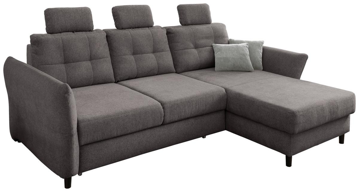 Wohnlandschaft Brizzini Graubraun Chenille - Graubraun/Hellgrau, MODERN, Holz/Textil (250-280/176cm) - Livetastic