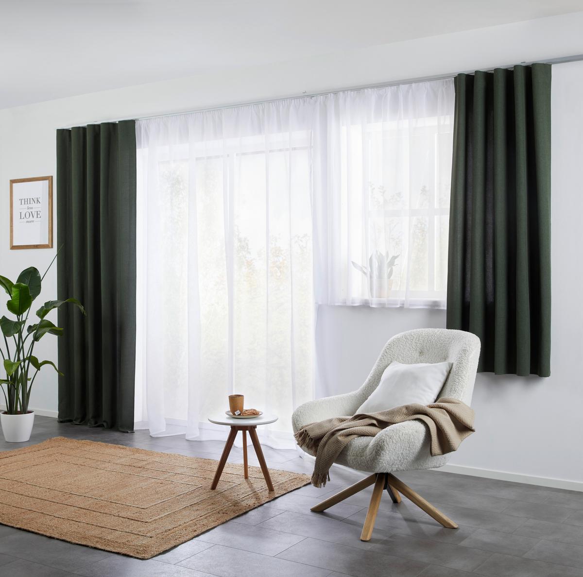 Fertigvorhang Ulrich in Dunkelgrün ca. 135x145cm - Dunkelgrün, Textil (135/145cm) - Modern Living