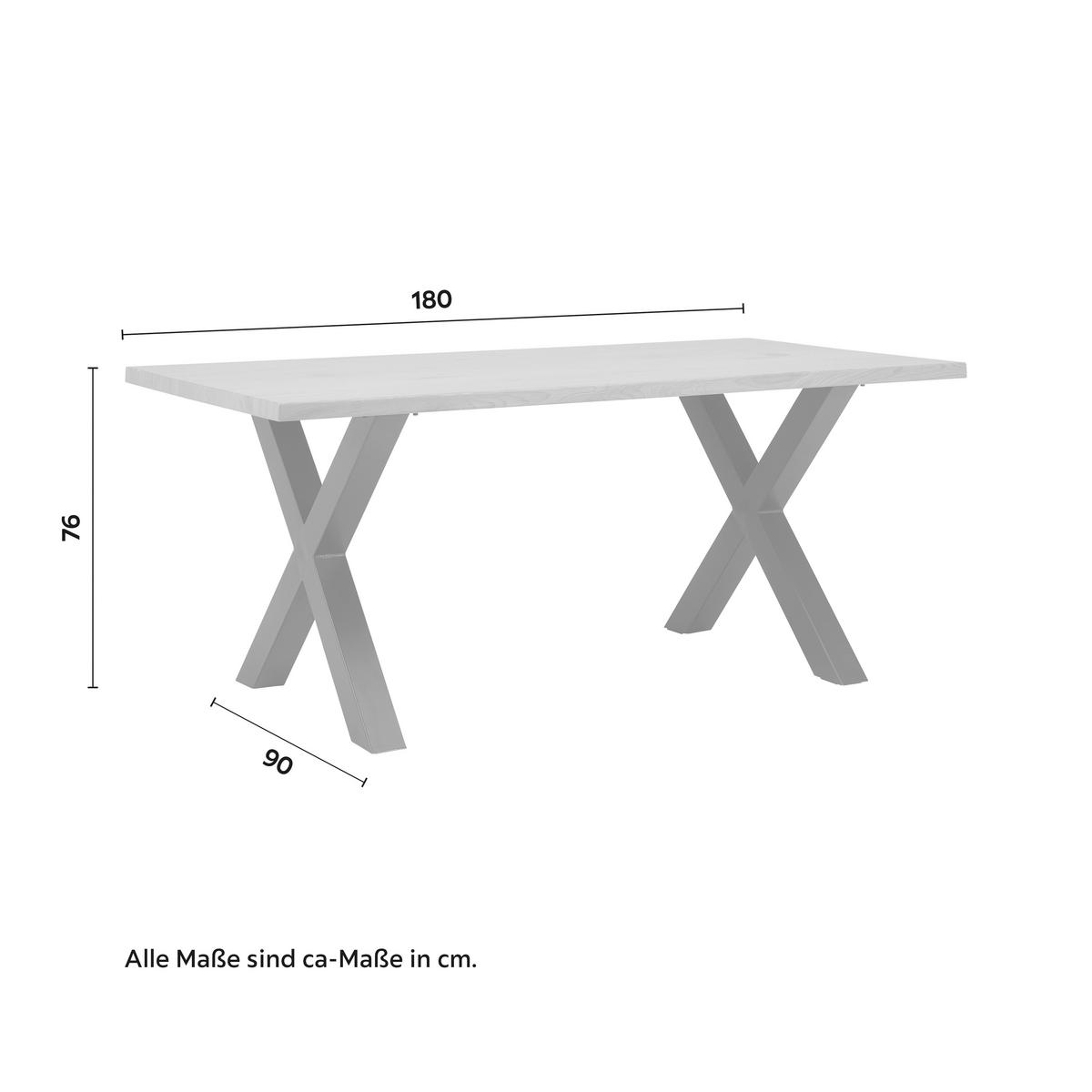 Esstisch Giona in Esche - Eschefarben/Schwarz, MODERN, Holzwerkstoff/Metall (180/76/90cm) - Bessagi Home