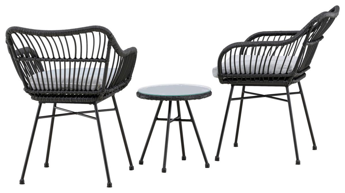 BALKONSET VIGA - Schwarz, KONVENTIONELL, Kunststoff/Metall - Gardenson