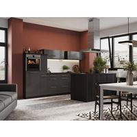 Inselküche Premium Grau mit Geräten B: ca. 310 cm - Grau, Basics, Holzwerkstoff/Metall (310/160cm) - Respekta