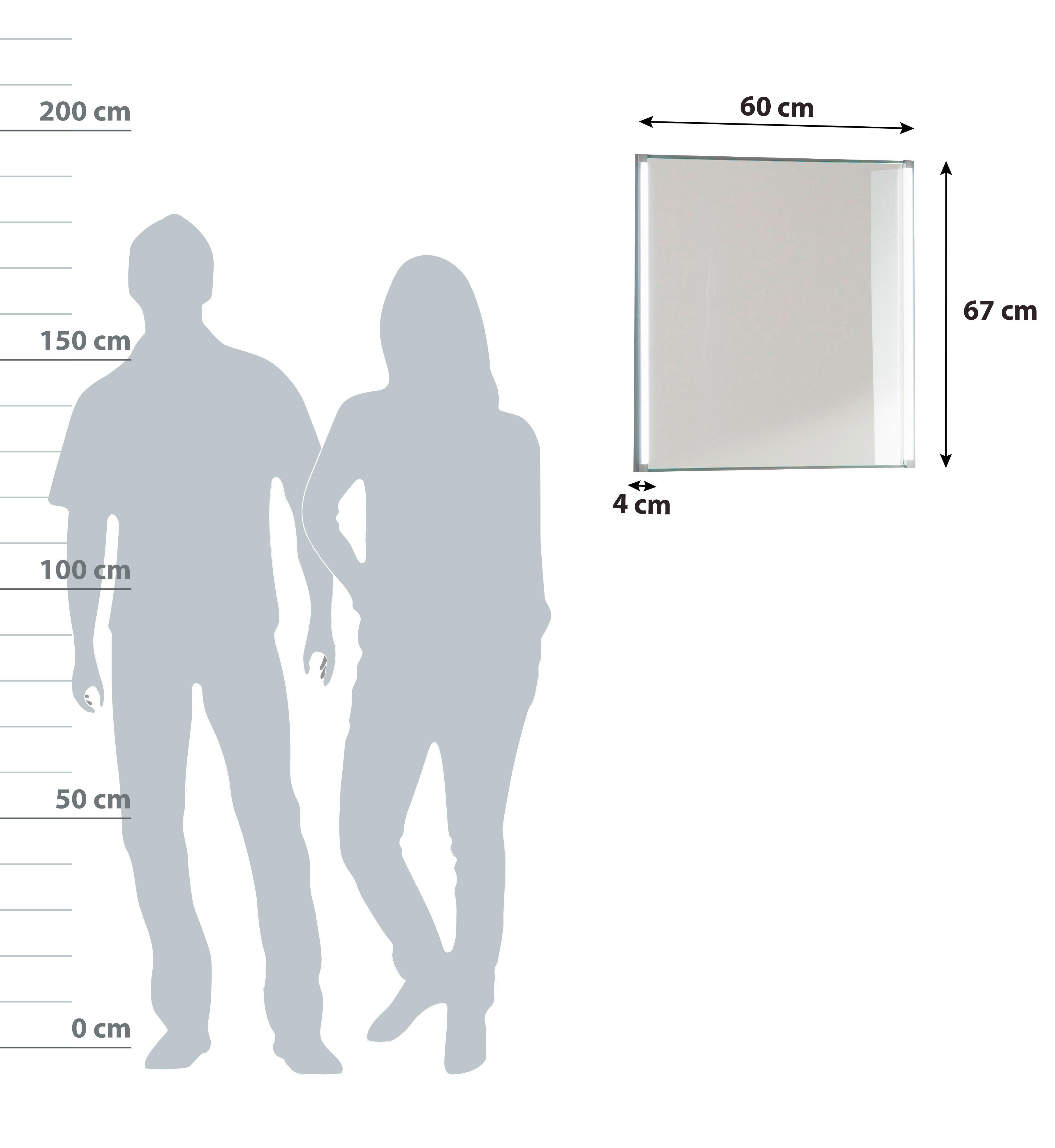 Spiegel "LED-Line" , silber - Alufarben, MODERN, Glas/Holzwerkstoff (60/67/4cm) - MID.YOU