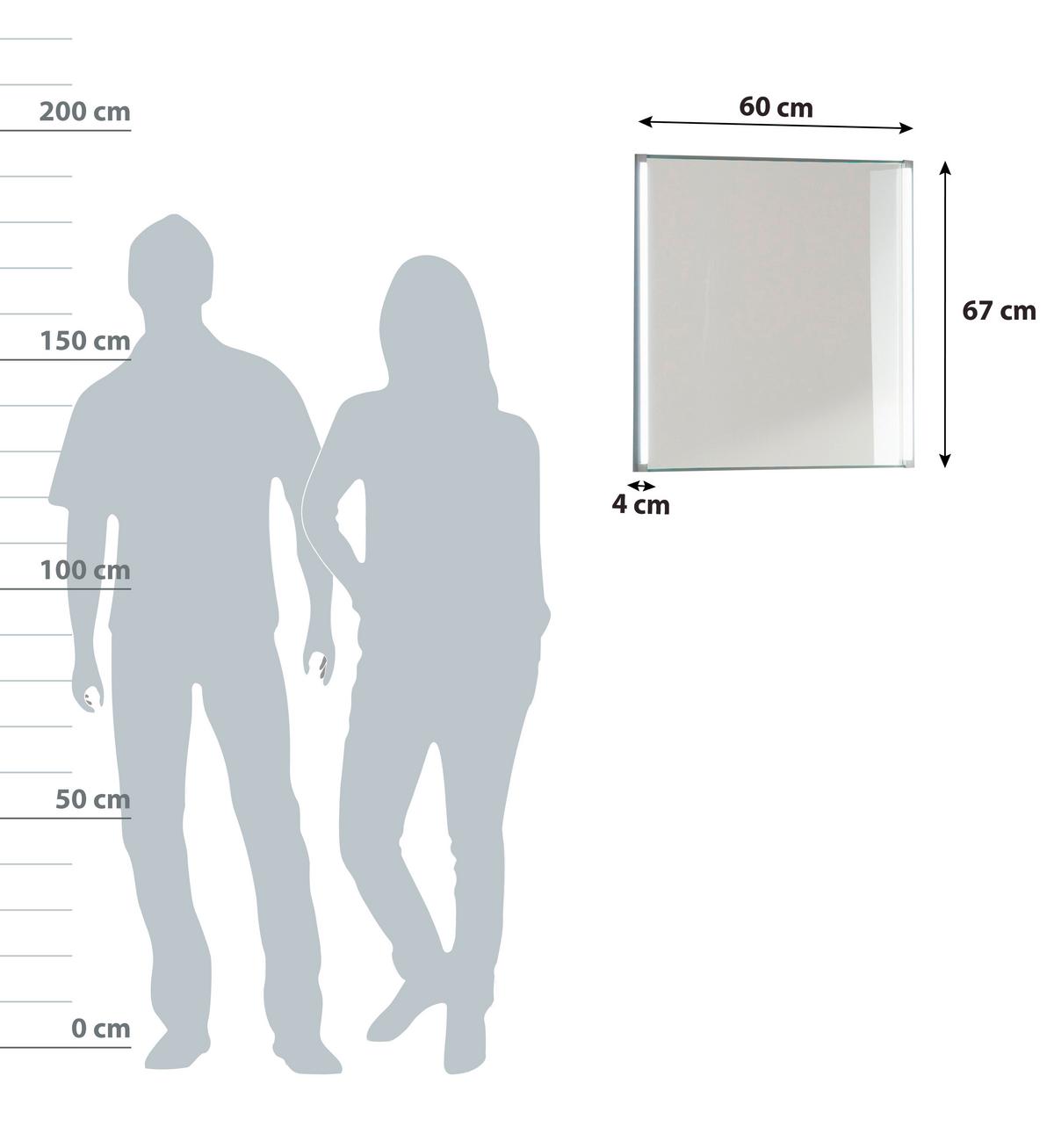 Spiegel "LED-Line" , silber - Alufarben, MODERN, Glas/Holzwerkstoff (60/67/4cm) - MID.YOU