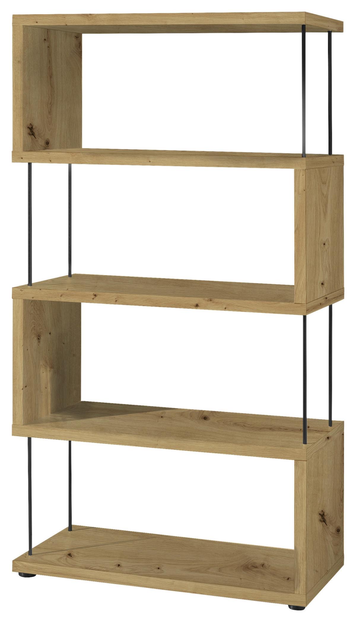 Standregal in Eichefarben - Eichefarben/Schwarz, MODERN, Holzwerkstoff/Kunststoff (66/126/33cm) - Mömax