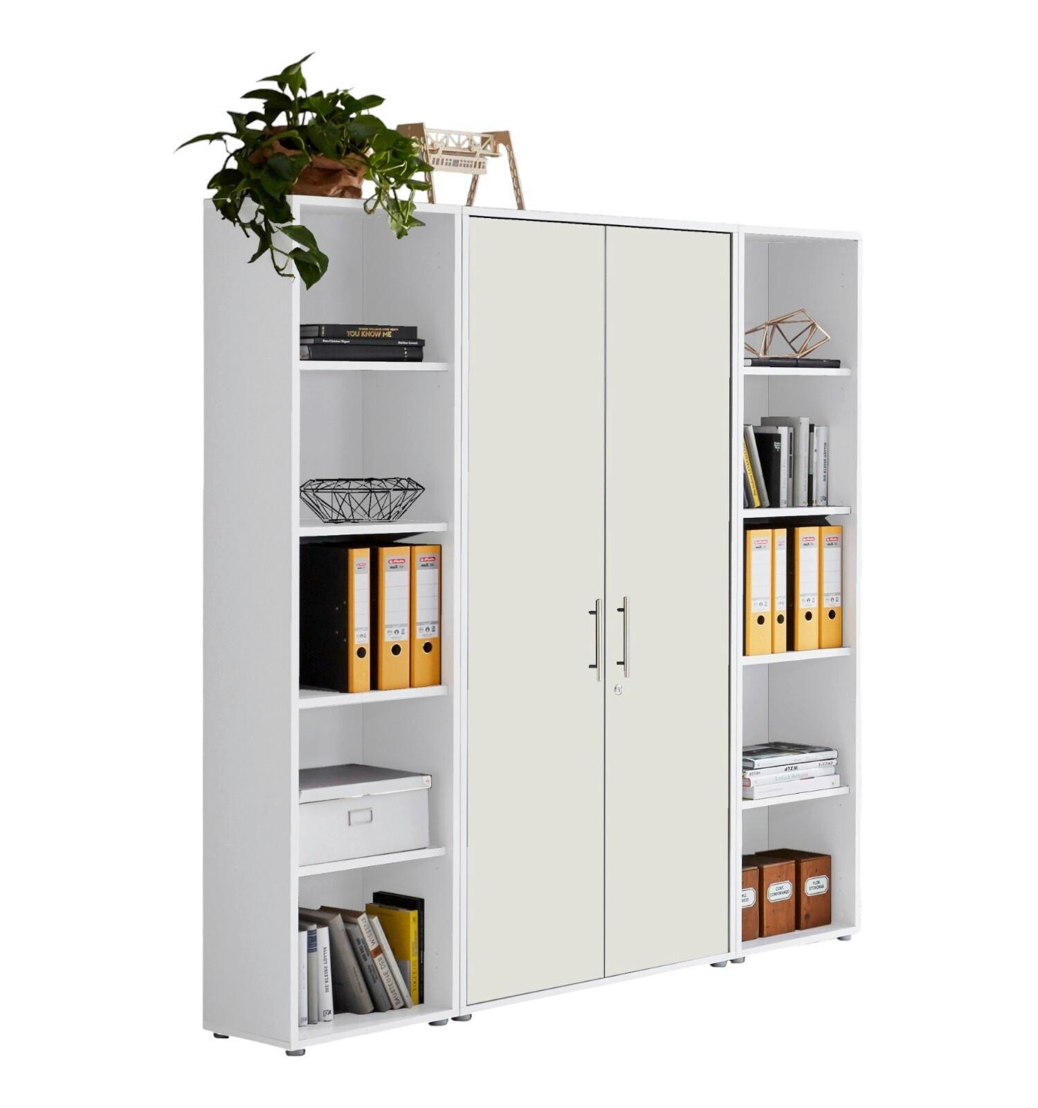 Aktenschrank Office Edition Sw Set 3 hoch Weiß - Weiß, MODERN, Holzwerkstoff (173/186/33cm) - MID.YOU