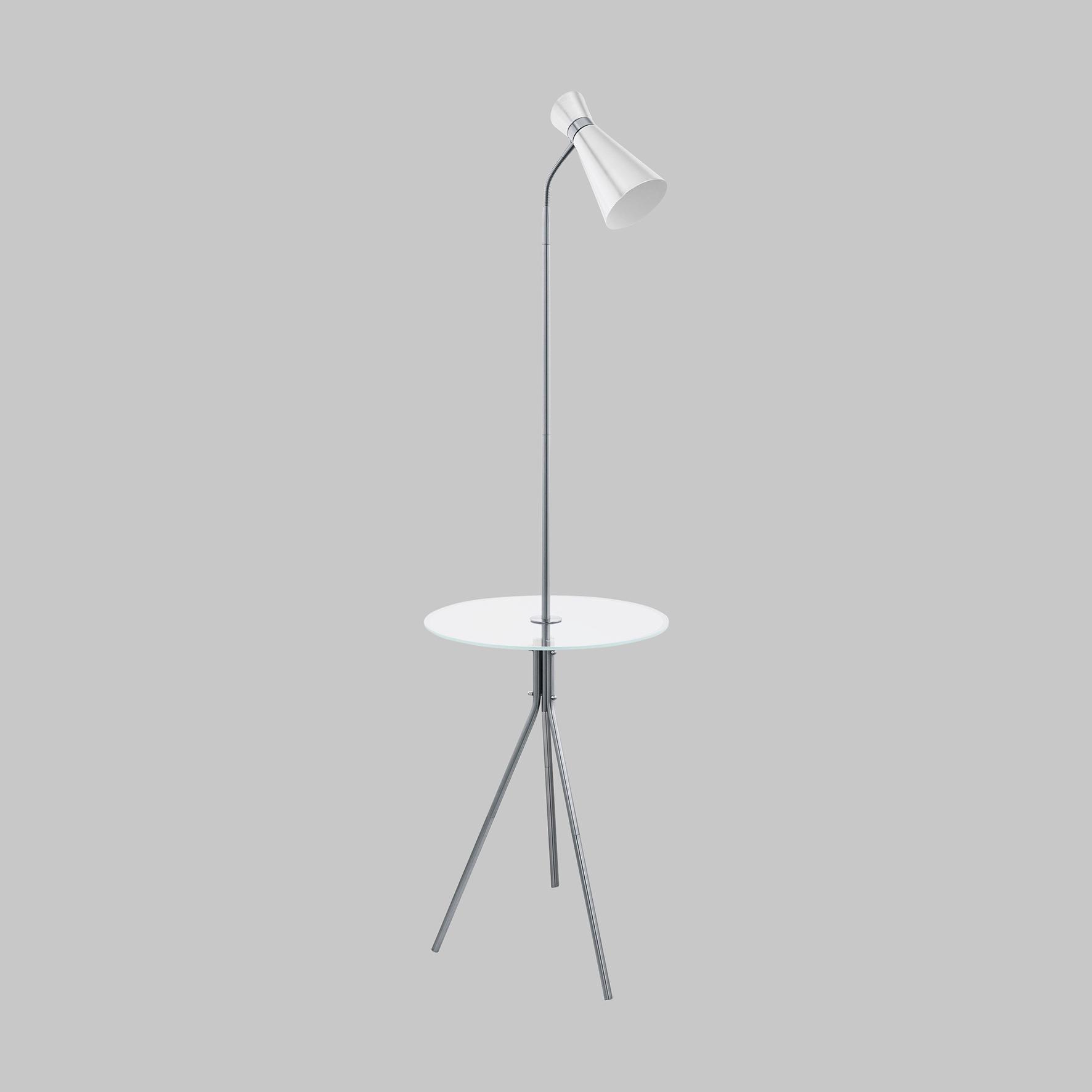 Stehleuchte Policara in Weiß max. 10 Watt - Weiß/Nickelfarben, MODERN, Glas/Metall (46/158,5cm)