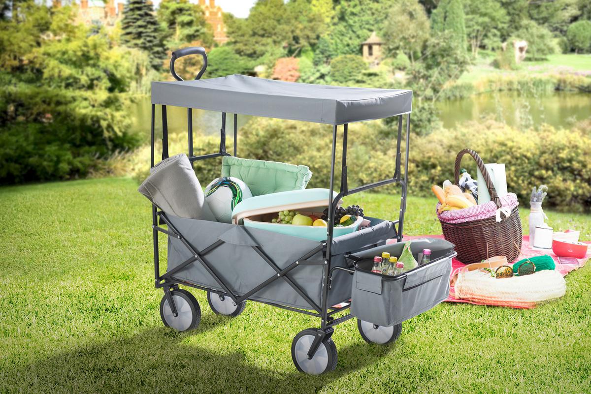 Bollerwagen Peter Schwarz/Grau 7-teilig - Schwarz/Grau, KONVENTIONELL, Kunststoff/Textil (117/55/120cm) - Mömax