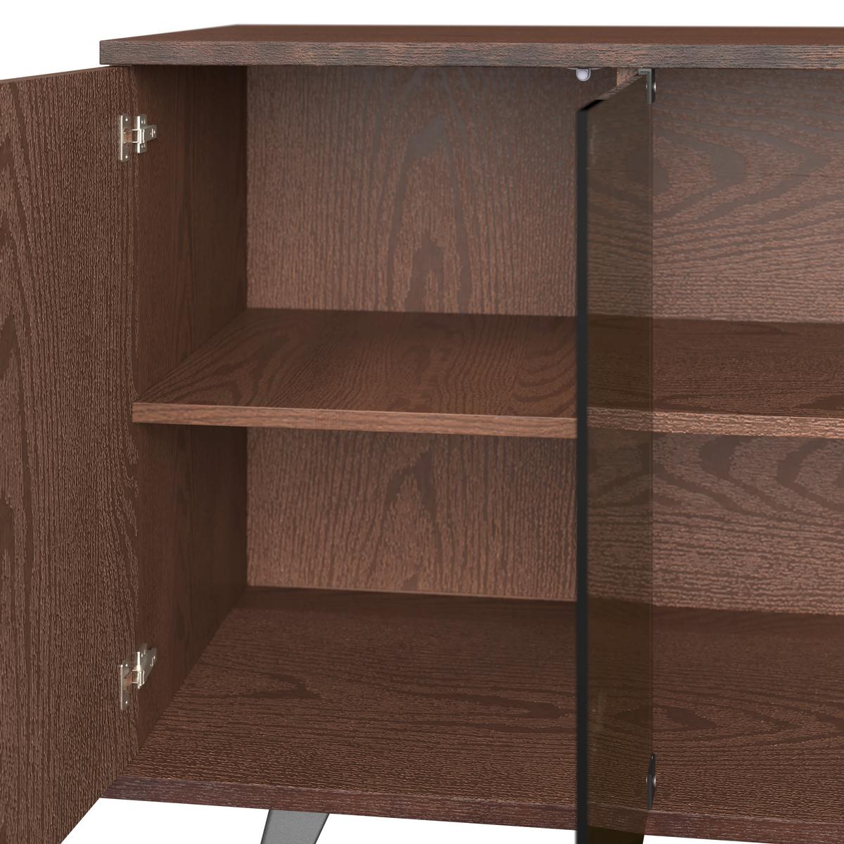 Sideboard Zelia Holz/Glas Braun/Walnussfarben - Walnussfarben/Schwarz, MODERN, Glas/Holz (180/77/45cm) - Bessagi Home