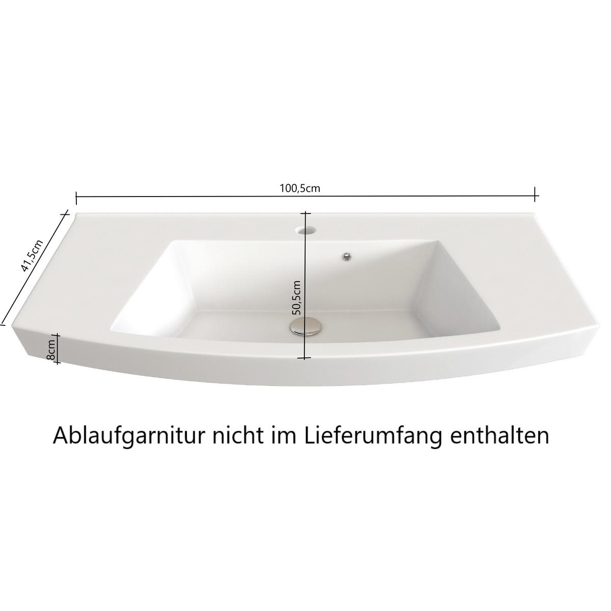 Waschtischkombi ''Manchester'', Eichefarben - Eichefarben/Schwarz, MODERN, Keramik/Holzwerkstoff (100cm) - Held