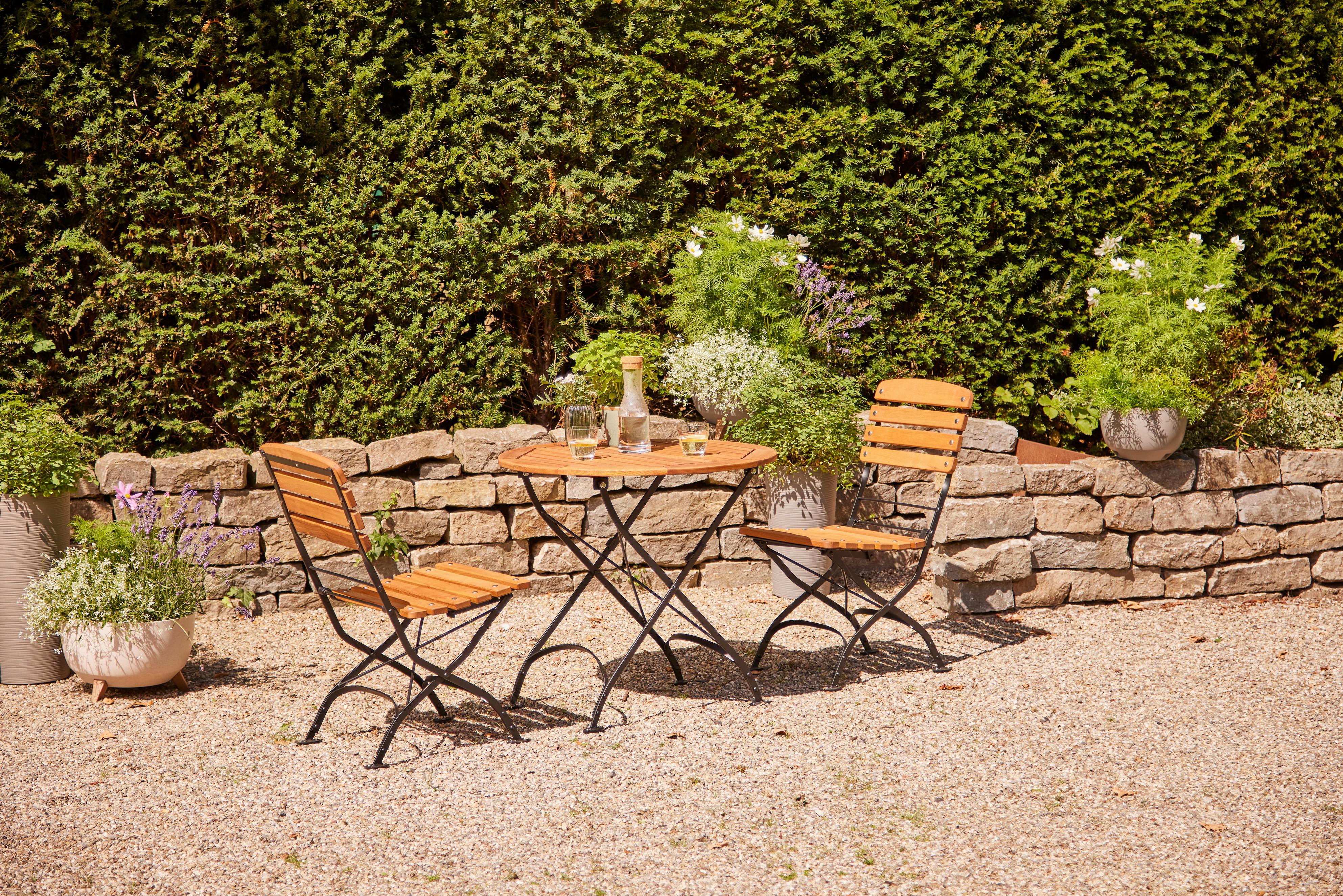 Siena Garden Gartentisch D: ca.85cm Robinie - Robinienfarben/Schwarz, KONVENTIONELL, Holz/Metall (85cm) - Siena Garden