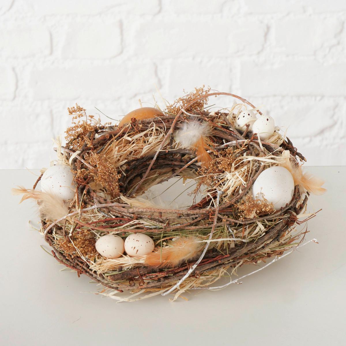 Frühlingskranz Pacua I Naturfarben/Weiß/Beige - Beige/Naturfarben, KONVENTIONELL, Naturmaterialien/Holz (25/7,5cm) - Mömax
