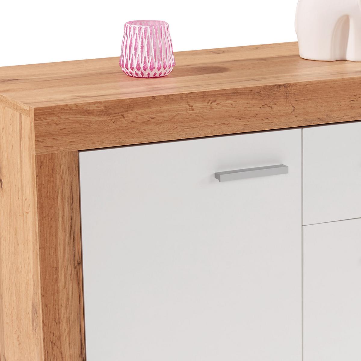 Comodă Focus - alb/culoare lemn stejar, Modern, material pe bază de lemn (133,9/79/39cm) - Modern Living