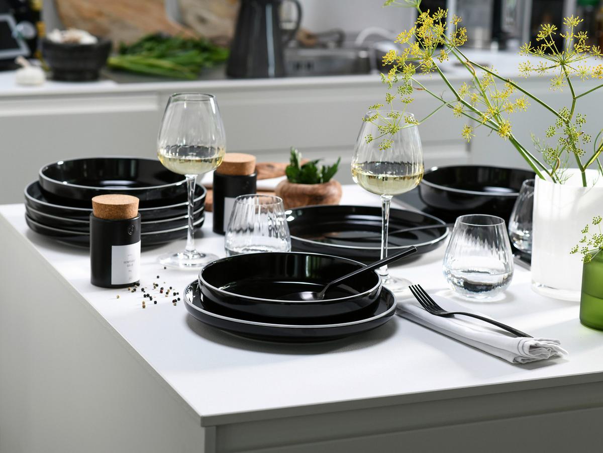 Jedilni Servis Nordic Gourmet, 18-Delni - črna/bela, Basics, keramika - Creatable