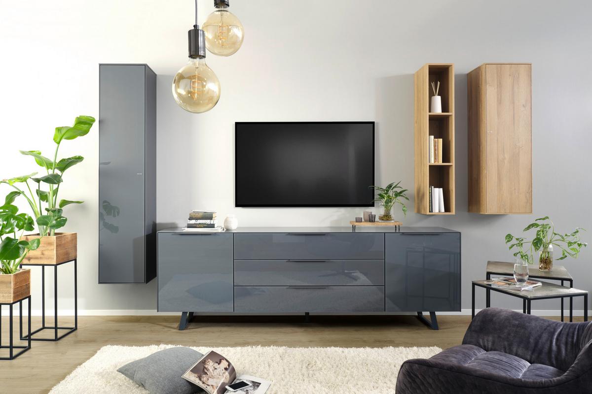 Hängeelement Max Box in Anthrazit - Anthrazit, MODERN, Glas/Holzwerkstoff (38/175/32cm) - Premium Living