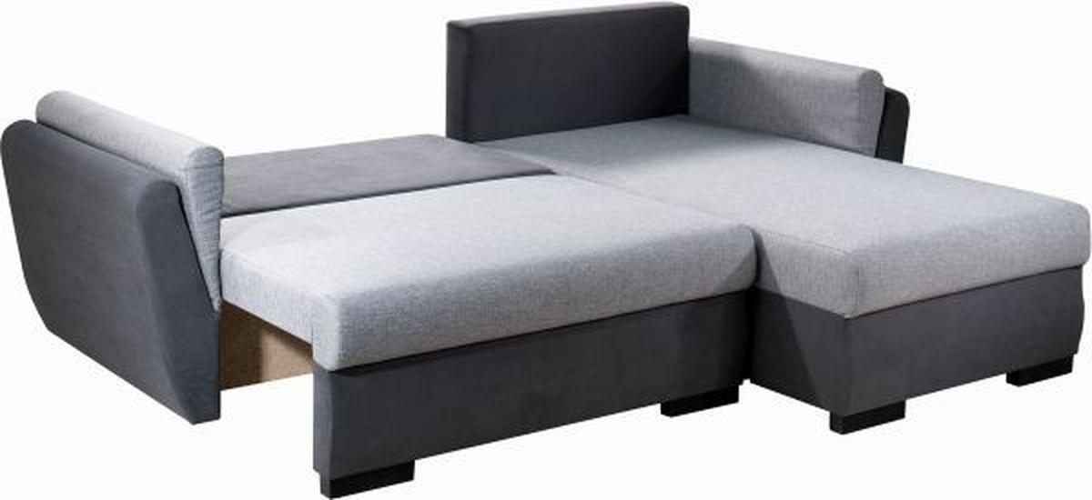 Ecksofa Lugano in Grau mit Bettfunktion - Hellgrau/Schwarz, Konventionell, Kunststoff/Textil (230/84/167cm) - Based