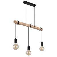 Hängeleuchte Gregor max. 60 Watt - Schwarz/Naturfarben, Natur, Holz/Metall (60/5/120cm) - Globo
