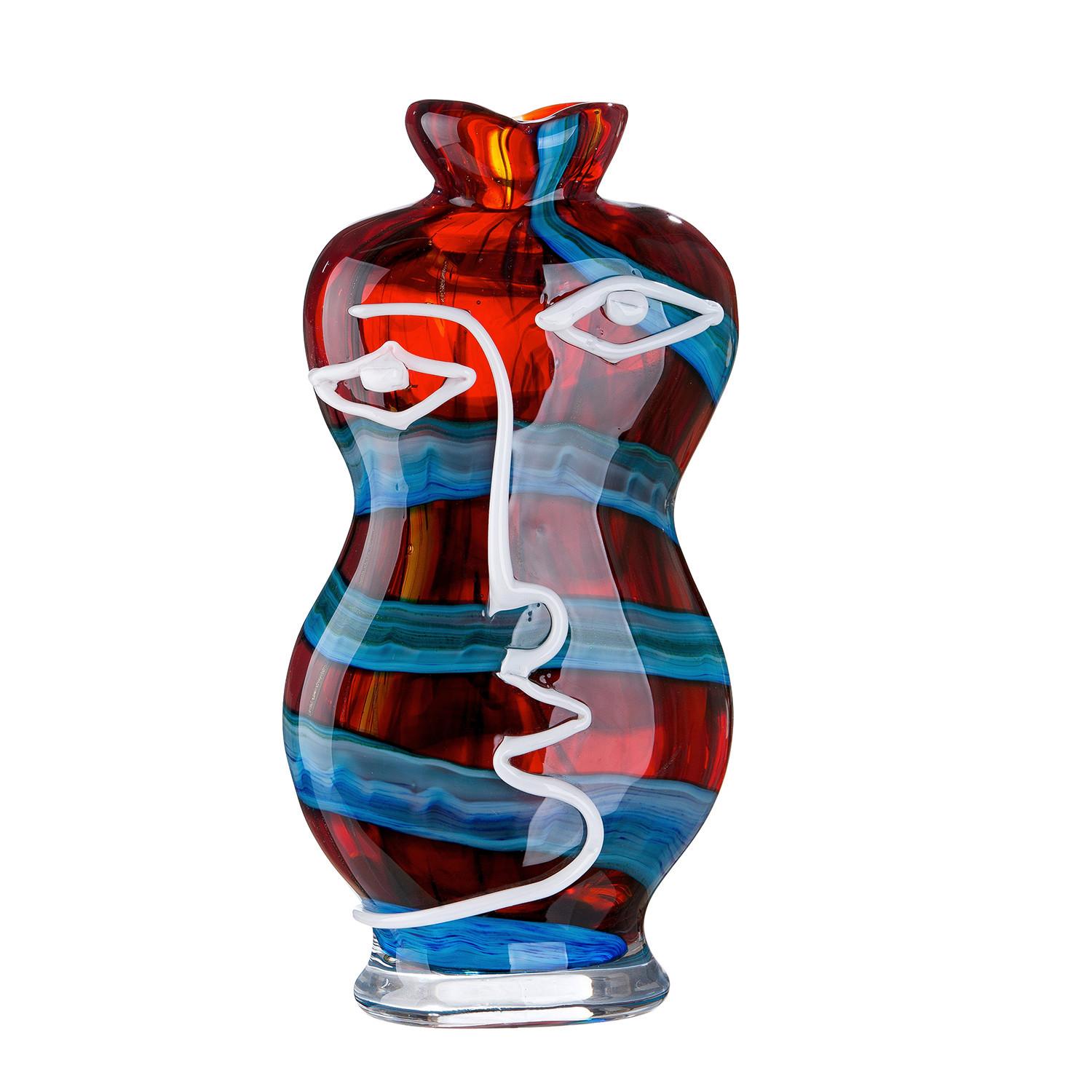 Dekovase Franco Blau/Rot/Weiß - Blau/Rot, Basics, Glas (17/34/11cm)