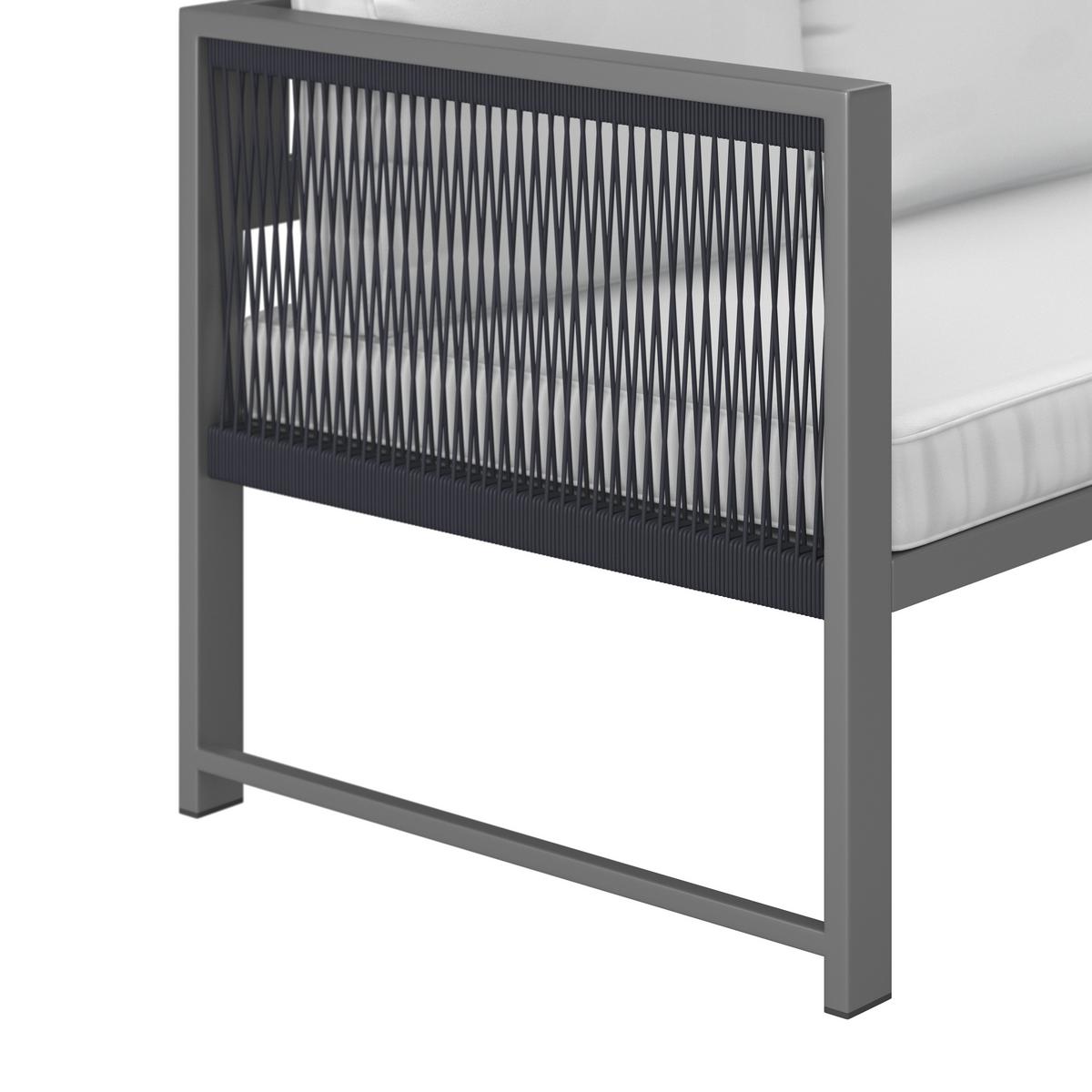 DiningLoungeset Pergolina Weiß Metall/Outdoorstoff +Abdeckung - Schwarz/Weiß, MODERN, Kunststoff/Textil (194/245cm) - Bessagi Garden