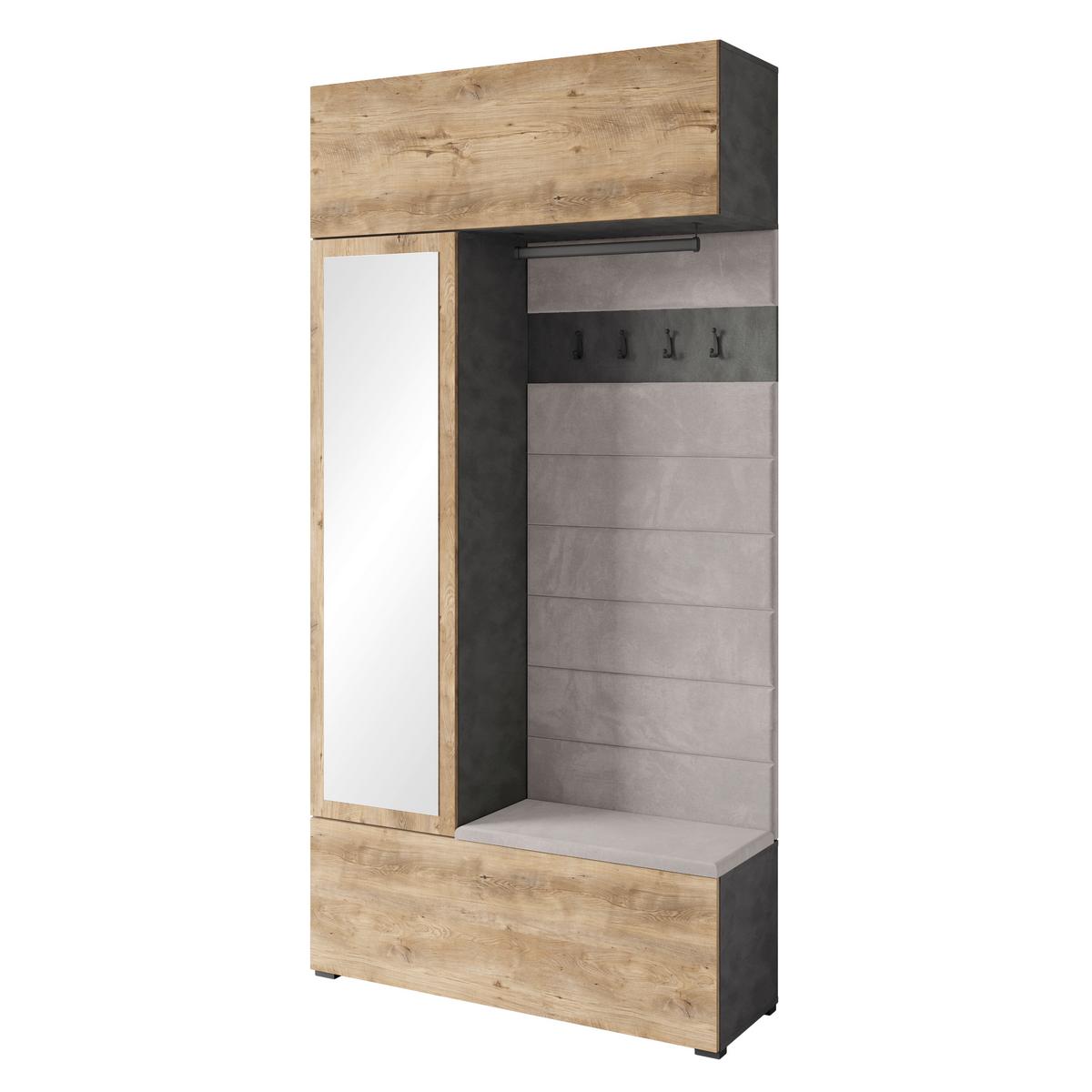 Garderobe Tejo Anthrazit/Kastanieneiche - Kastanieneichefarben/Anthrazit, Design, Holzwerkstoff (115/231,9/37,5cm) - Livetastic