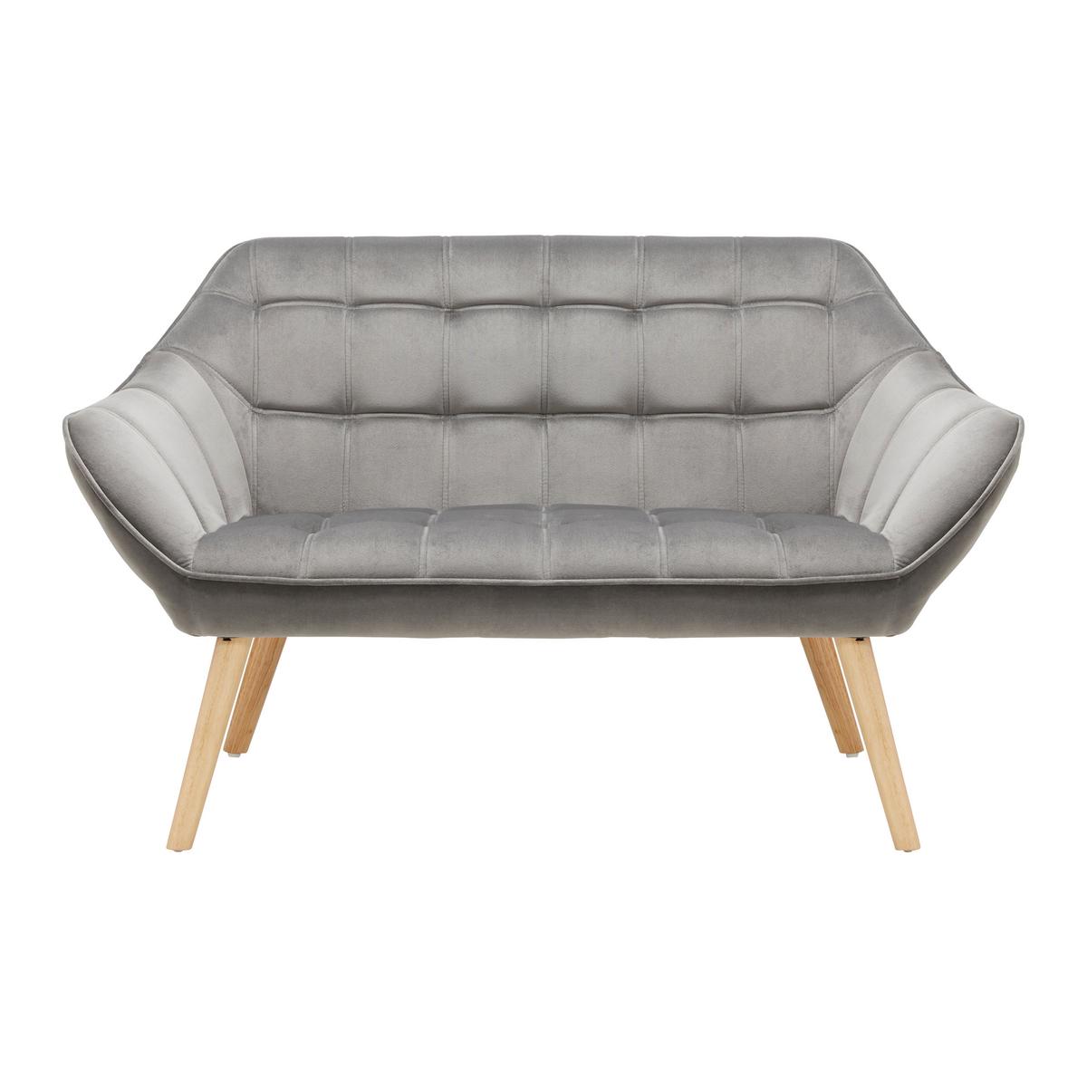 Dvosed Monique, Temno Siva, Žamet - temno siva, Moderno, tekstil/les (127/76/74,5cm) - Bessagi Home