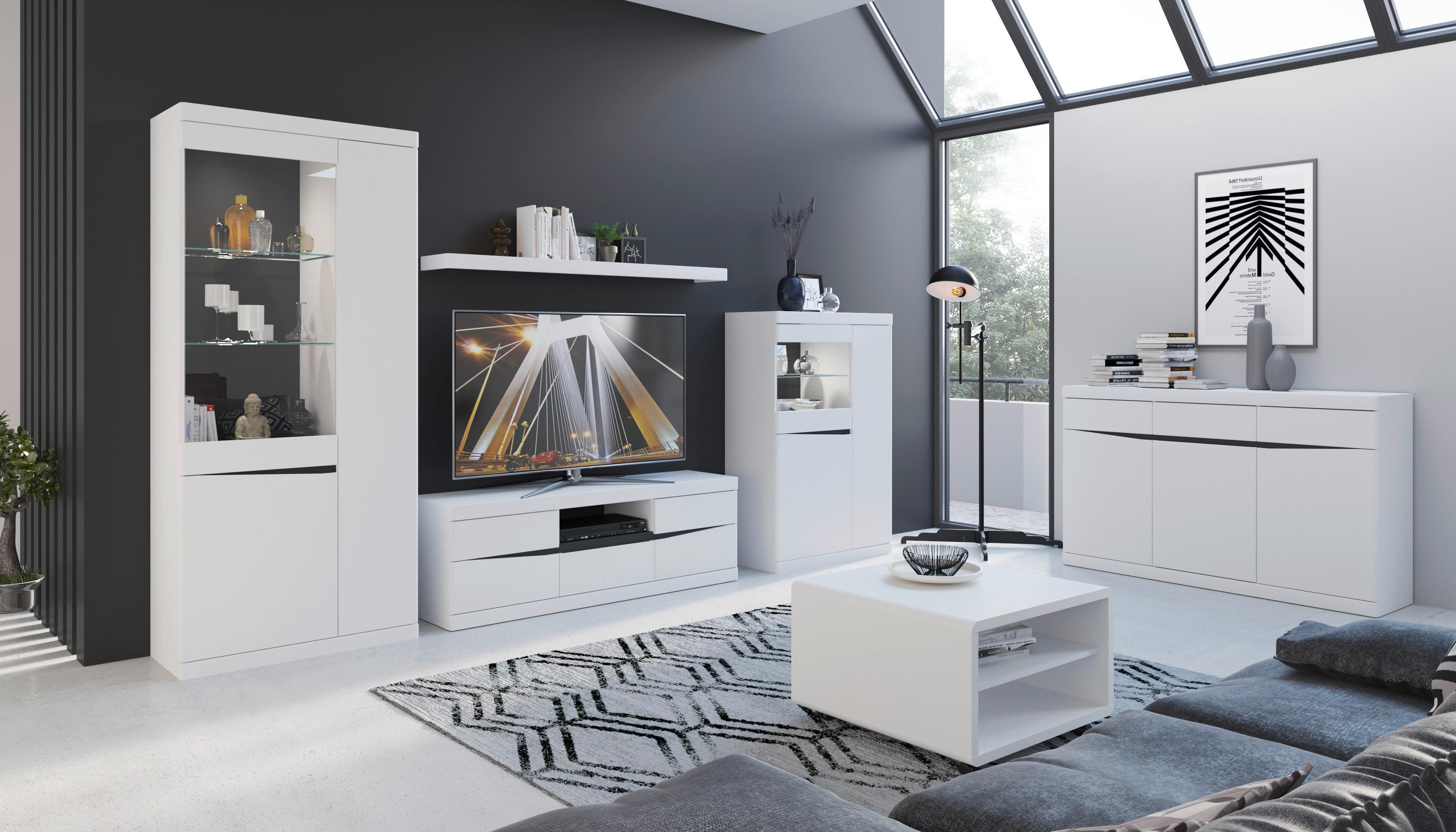 Comodă TV TURINO NEO - alb/grafit, Trend, material pe bază de lemn (200/60/39,9cm) - Modern Living