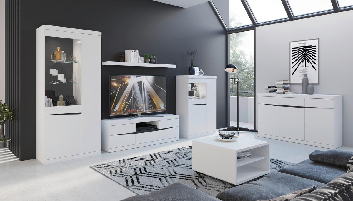 Comodă TV TURINO NEO - alb/grafit, Trend, material pe bază de lemn (200/60/39,9cm) - Modern Living